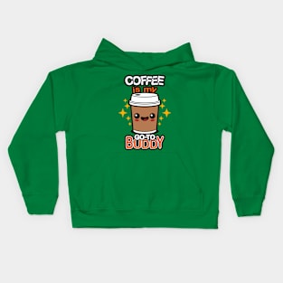 Cute Kawaii Coffee Cartoon Slogan Meme For Coffee Lovers Kids Hoodie